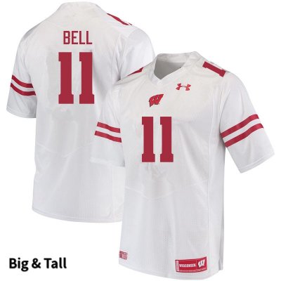 Men's Wisconsin Badgers NCAA #11 Skyler Bell White Authentic Under Armour Big & Tall Stitched College Football Jersey FH31L61TC